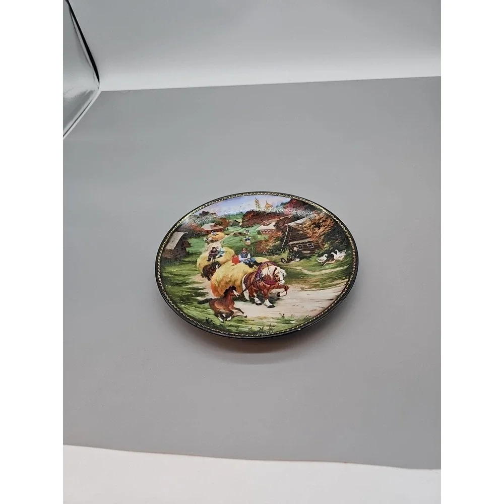 Vintage 1990 Russian Village Collector Plate From the Hayfield Natalia Leonova